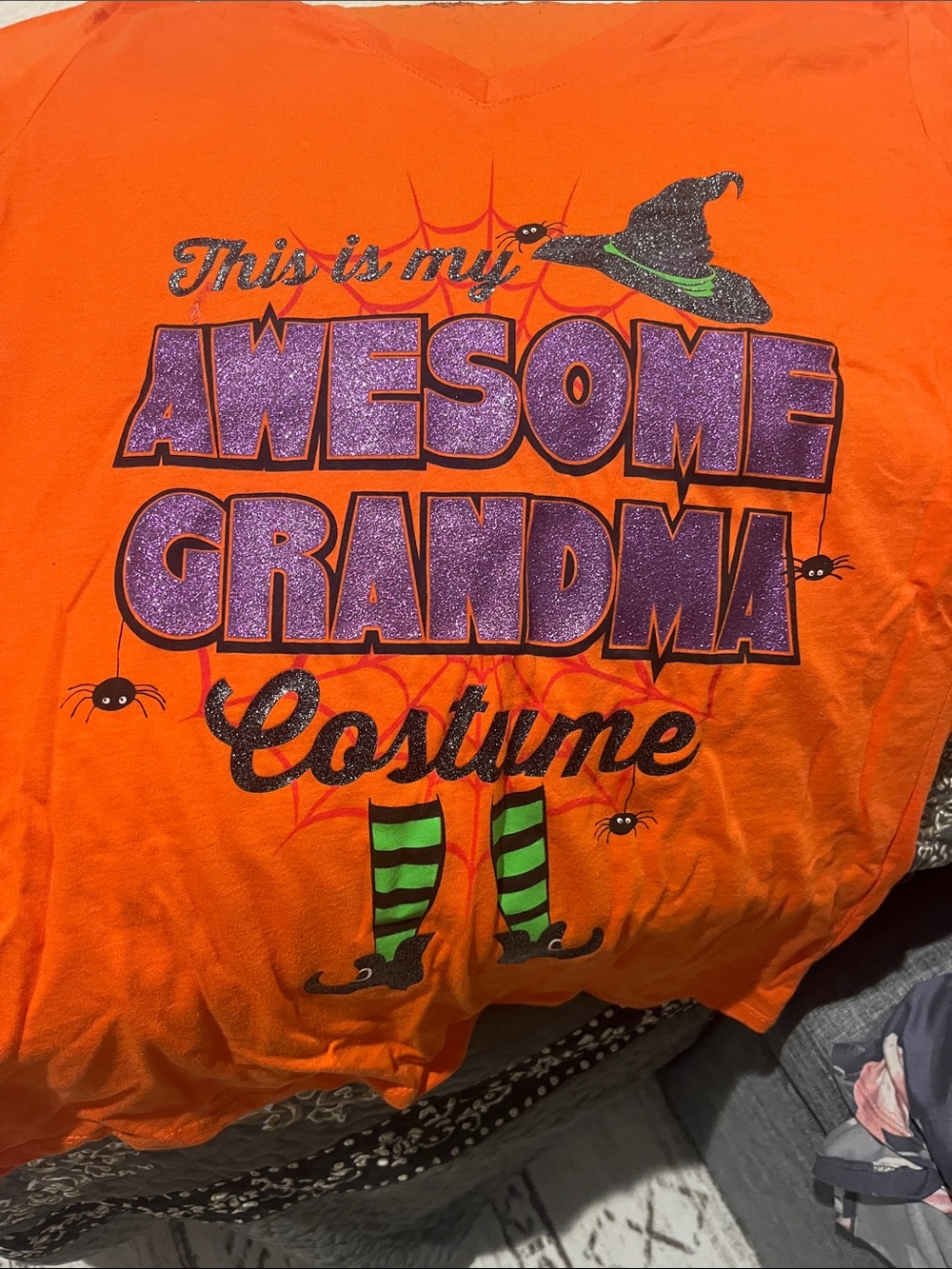 Womans Orange "Awesome Grandma" Halloween Costume Tee